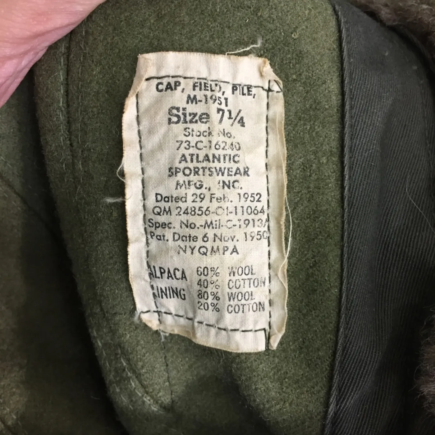M1951 7 1/4 フィールドキャップ 中古良品 記録写真7